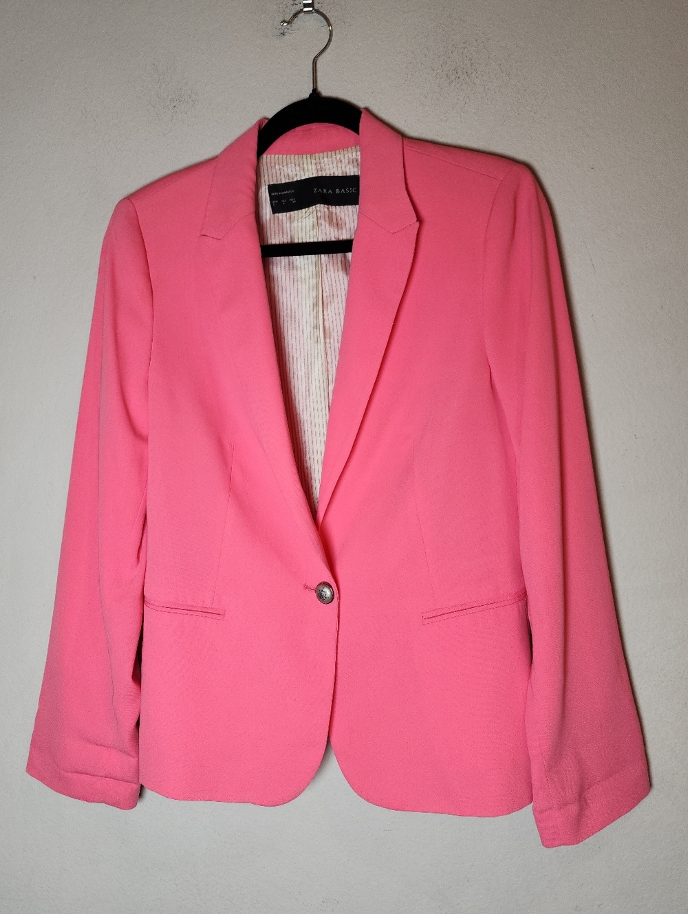Zara Pink Single Button Blazer Jacket‎ Size Large